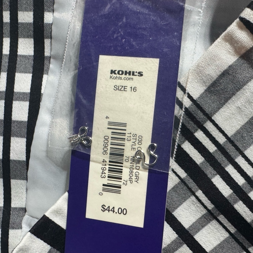 NWT Apt 9 Black and White Plaid Skirt - Size 16 - Picture 3 of 8